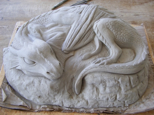 Making of a dragon and baby sculpture seventh picture