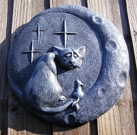 Cat and Mouse on Moon Garden Wall Plaque