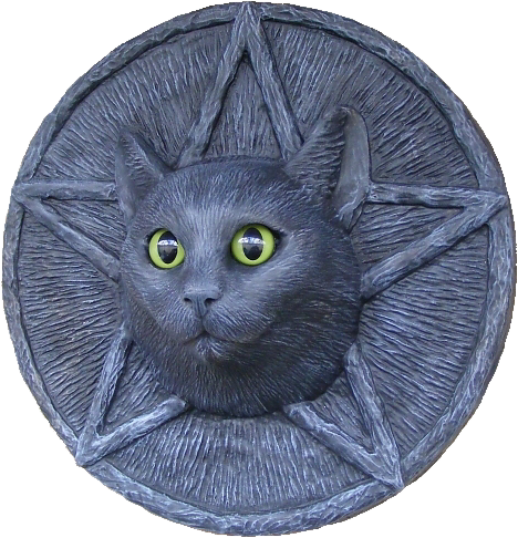 Wiccan Black Cat Pentacle Wall Plaque Ornament Right View